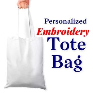 #1 PLAIN WHITE | Personalized embroidery tote bag for gift unisex school bag